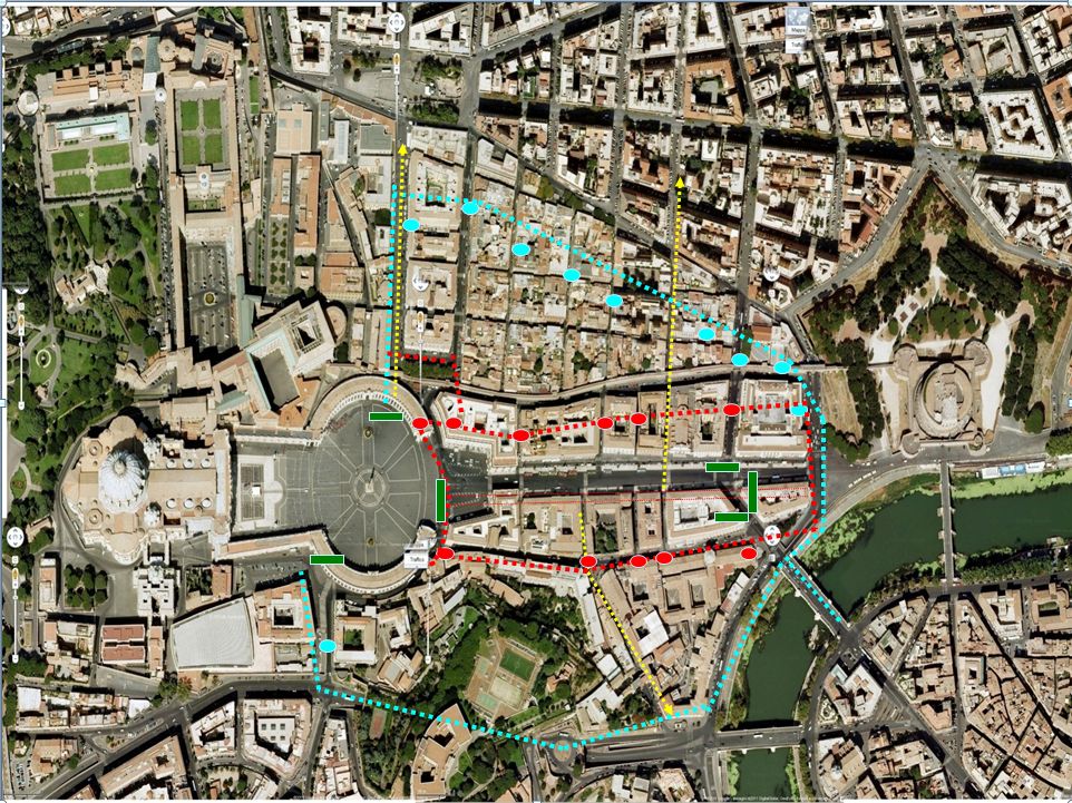 L'area di massima sicurezza intorno a San Pietro