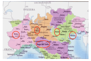 Città e aree di azione del gruppo criminale