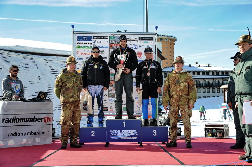 Il podio del gigante maschile