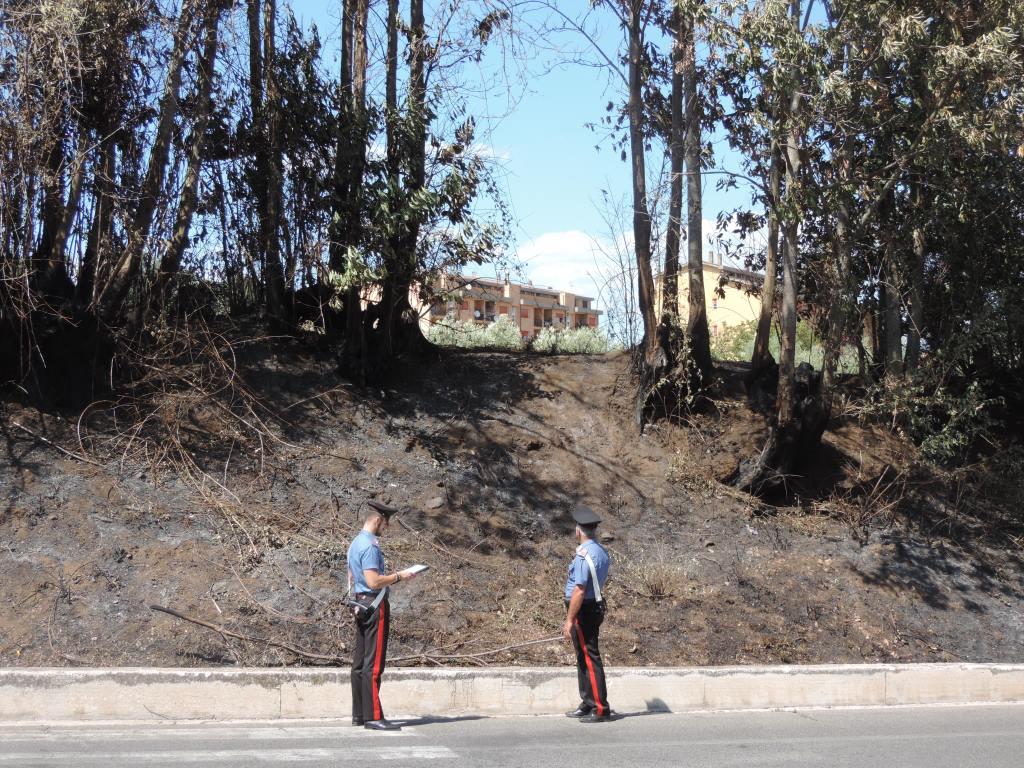 I Carabinieri sul luogo dell'incendio