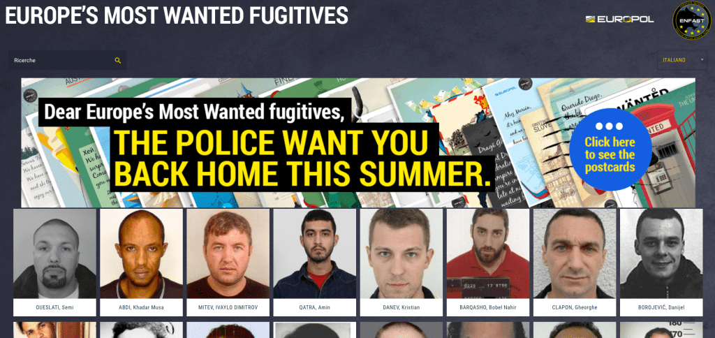 Sulla rete eumostwanted.eu, il sito per dare la caccia ai&nbsp;latitanti