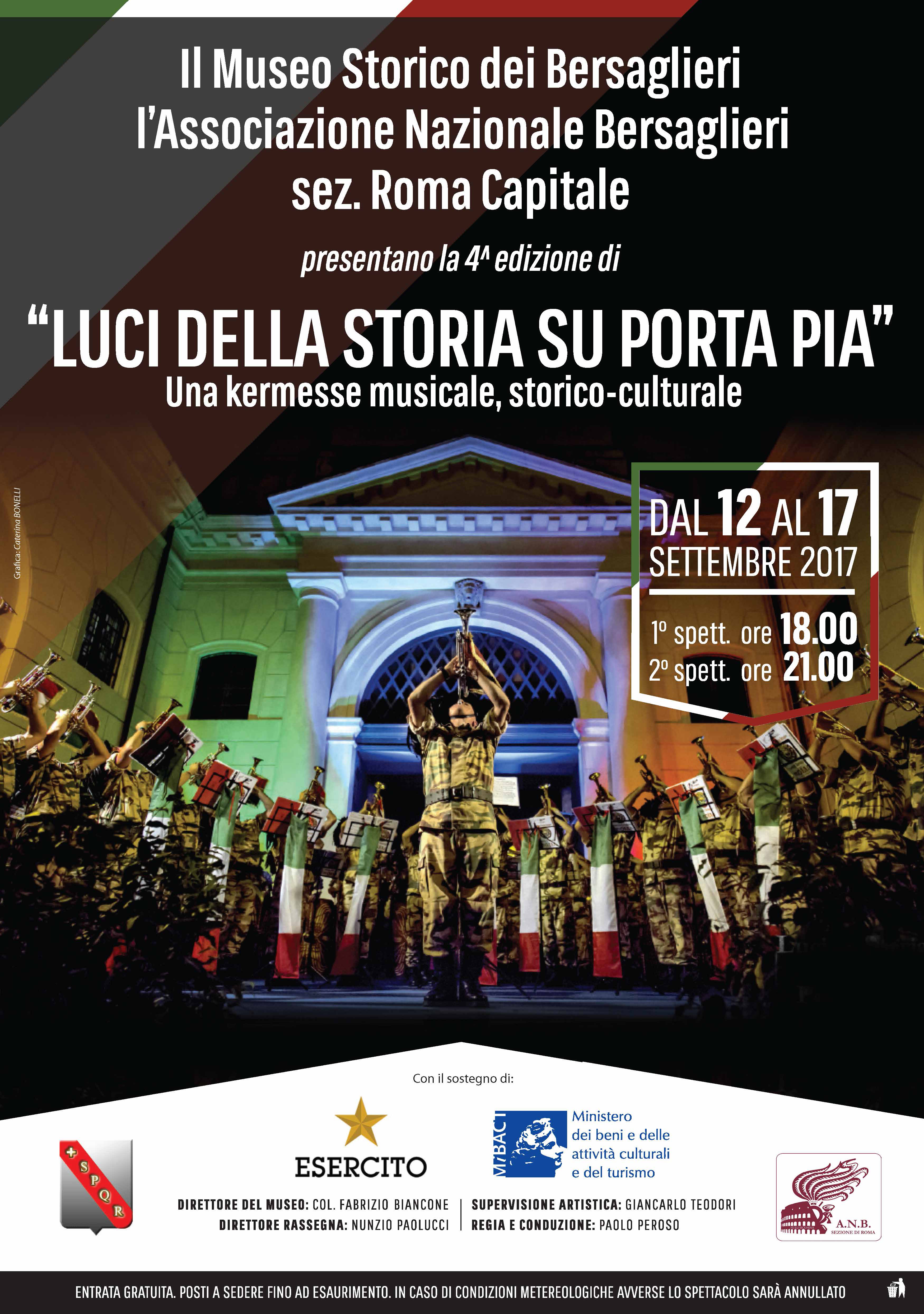 locandina LUCI DELLA STORIA SU PORTA PIA