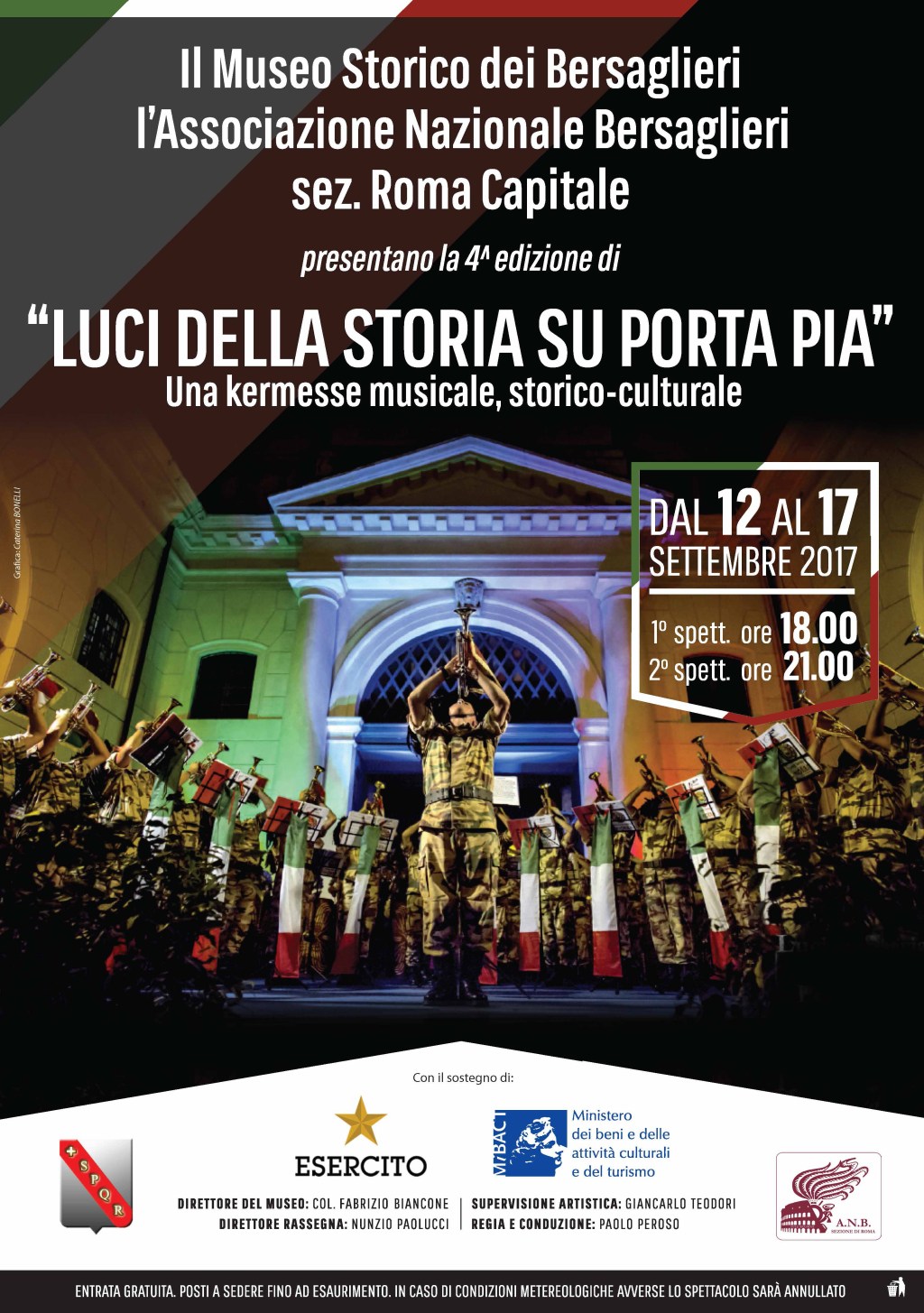 Dal 12 al 17 settembre l’Associazione dei Bersaglieri di Roma ricorda la breccia di Porta Pia con una manifestazione musicale, storico-&nbsp;culturale