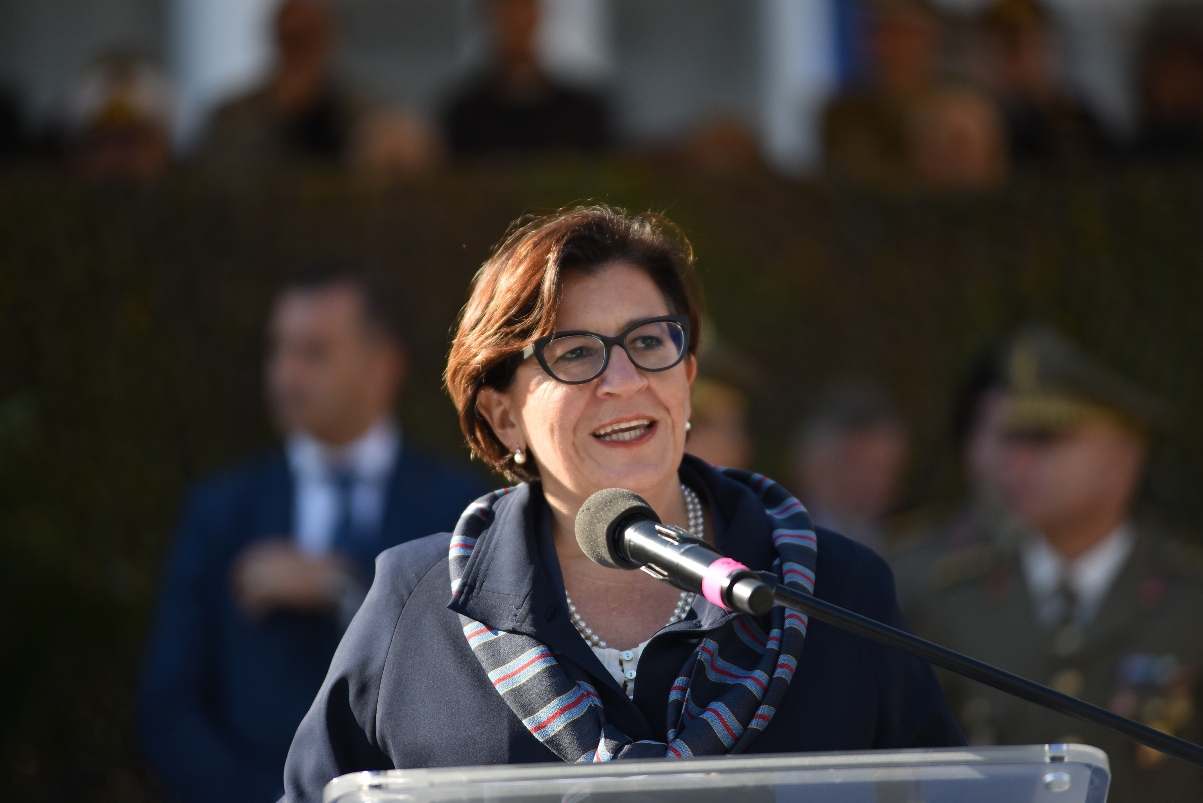 Il Ministro della DIfesa Elisabetta Trenta durante il suo discorso